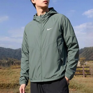 Nike耐克绿色外套男士跑步运动夹克2026年新款防晒服薄款防水上衣