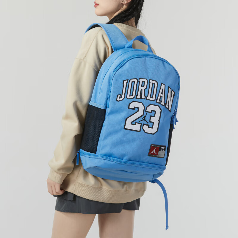 Jordan蓝色双肩背包学生书包耐克正品大容量aj休闲男旅行包运动包图片