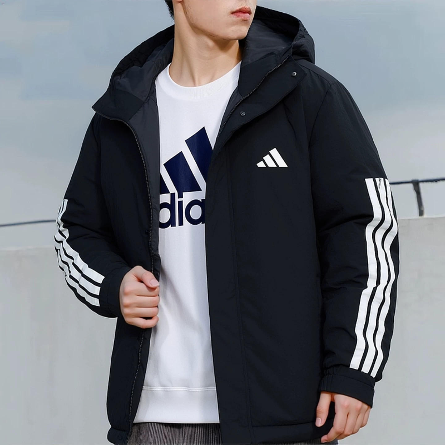 阿迪达斯棉服男装户外运动休闲服连帽棉袄保暖防风夹克外套IX8884