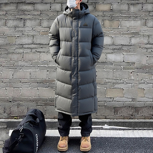 阿迪达斯灰色羽绒服男冬季新款加厚拒水宽松美式过膝长款面包服男