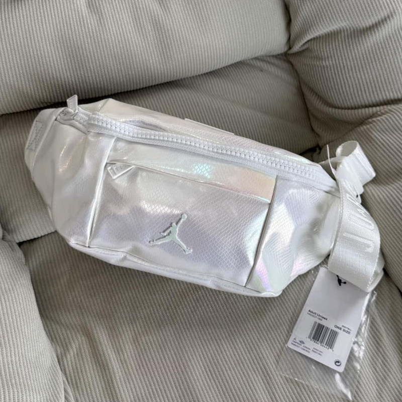 JORDAN耐克腰包男女包反光飞人皮质蛇纹斜挎包骑行包学生轻便胸包