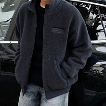 阿迪达斯摇粒绒棒球服男冬季新款加厚保暖立领美式复古夹克IK3507