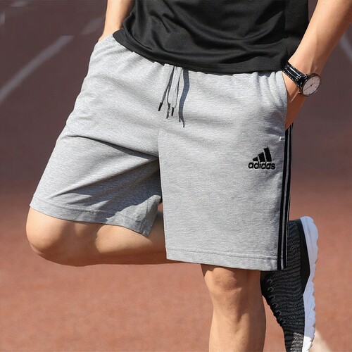 阿迪达斯灰色短裤男夏季新款透气休闲宽松运动棉质篮球针织五分裤