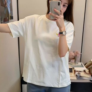 阿迪达斯短袖女夏季新款宽松简约半袖纯棉百搭运动白色T恤IK8628
