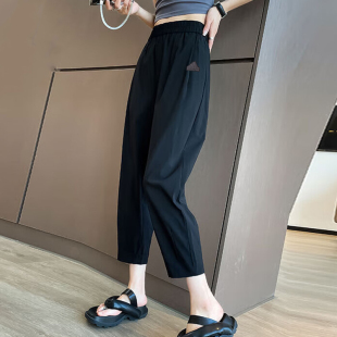 阿迪达斯九分裤女裤2024春季新款宽松运动裤薄款透气休闲裤HM7081