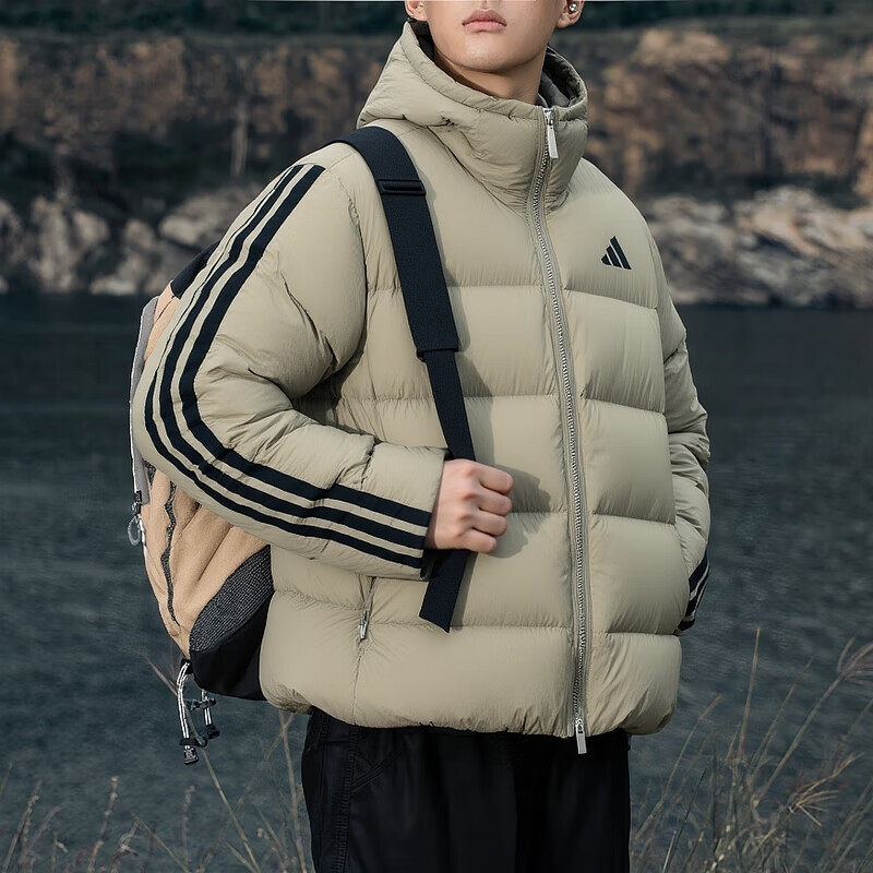 阿迪达斯羽绒服男冬季连帽保暖防风运动羽绒外套休闲宽松面包服