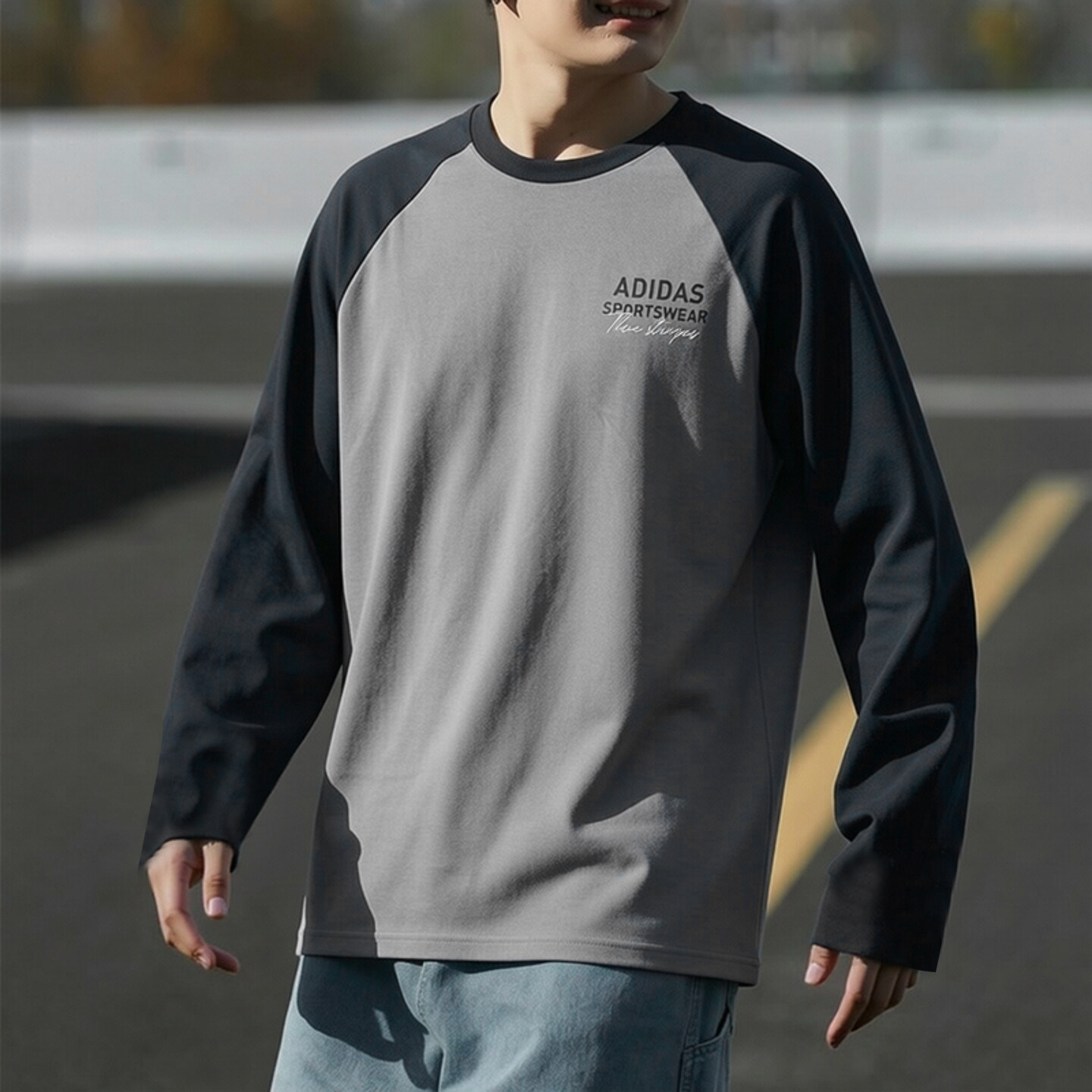 阿迪达斯打底衫男长袖秋季新款纯棉美式复古篮球运动服宽松套头衫
