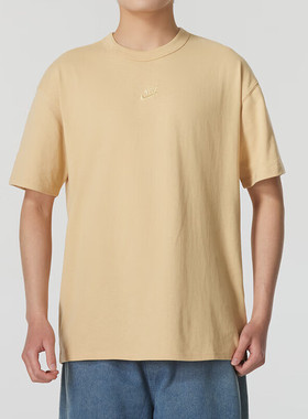 纯色重磅短袖Nike耐克夏季纯棉美式五分袖宽松运动男士T恤DO7393