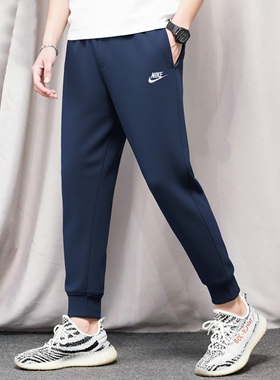 藏蓝色长裤Nike耐克裤子正品运动裤针织男裤冬季新款小脚裤休闲裤