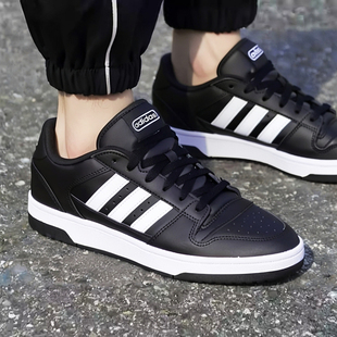 阿迪达斯男鞋春季新款皮面低帮复古篮球休闲鞋运动黑色百搭板鞋男