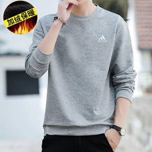 阿迪达斯复古重磅套头卫衣男宽松运动休闲纯色长袖外套加绒加厚