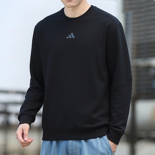 宽松休闲圆领打底衫 阿迪达斯长袖 新款 秋季 卫衣纯色男外套 t恤男士
