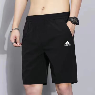 阿迪达斯男裤子夏季透气跑步训练健身中裤学生青年速干休闲五分裤