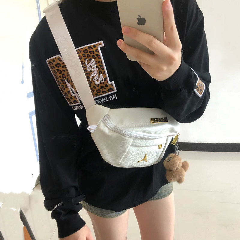 Jordan腰包篮球运动包2026新款AJ单肩包健身皮面防水骑行斜挎胸包