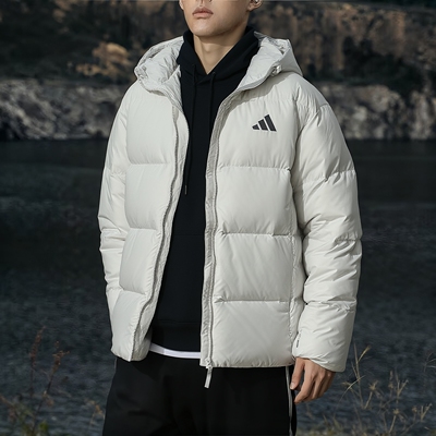 阿迪达斯连帽加厚羽绒服男款正品冬季新款防风保暖运动休闲外套男