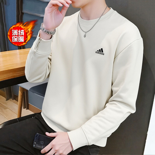 阿迪达斯白色卫衣男秋季新款宽松运动服男士打底衫篮球加绒上衣