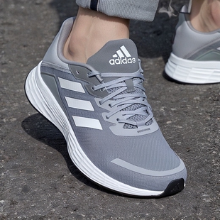 阿迪达斯男鞋夏季新款透气网面复古轻便健步运动跑步鞋灰色休闲鞋