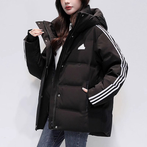 阿迪达斯三条杠羽绒服女冬季新款宽松极寒韩版泡芙拒水鸭绒面包服
