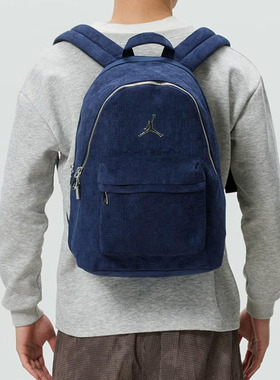 蓝色aj满印老花双肩包Jordan2026新款大容量旅行学生书包运动背包