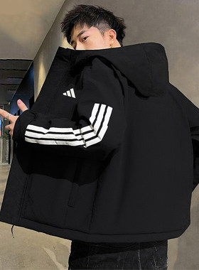 正品假一赔十黑色棉服男冬防风衣