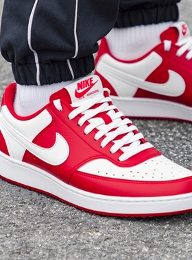 耐克鞋子NIKE COURT VISION男鞋红色低帮板鞋冬季新款皮面运动鞋