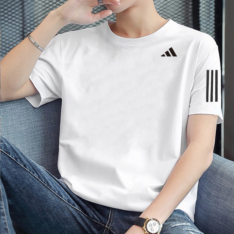 阿迪达斯白色运动短袖男子夏季网眼透气训练服健身跑步T恤IS2297