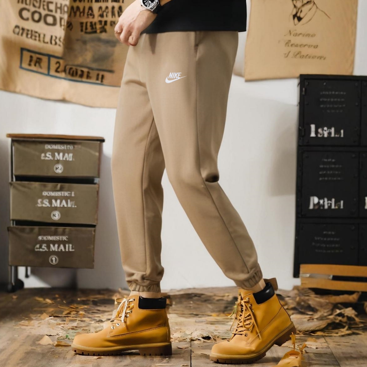 耐克官方正品加绒运动裤束脚卫裤