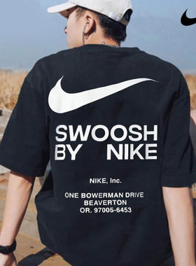 Nike耐克正品纯棉大勾印花短袖男宽松运动T恤透气休闲半袖DZ2882