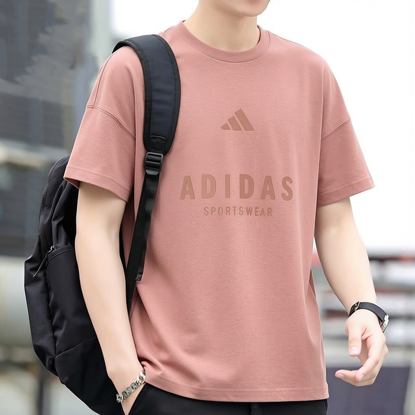阿迪达斯短袖T恤男士夏季新款运动服纯棉透气休闲圆领上衣半袖