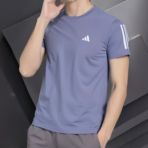 阿迪达斯紫色短袖T恤男装夏季新款运动服透气跑步训练服健身上衣
