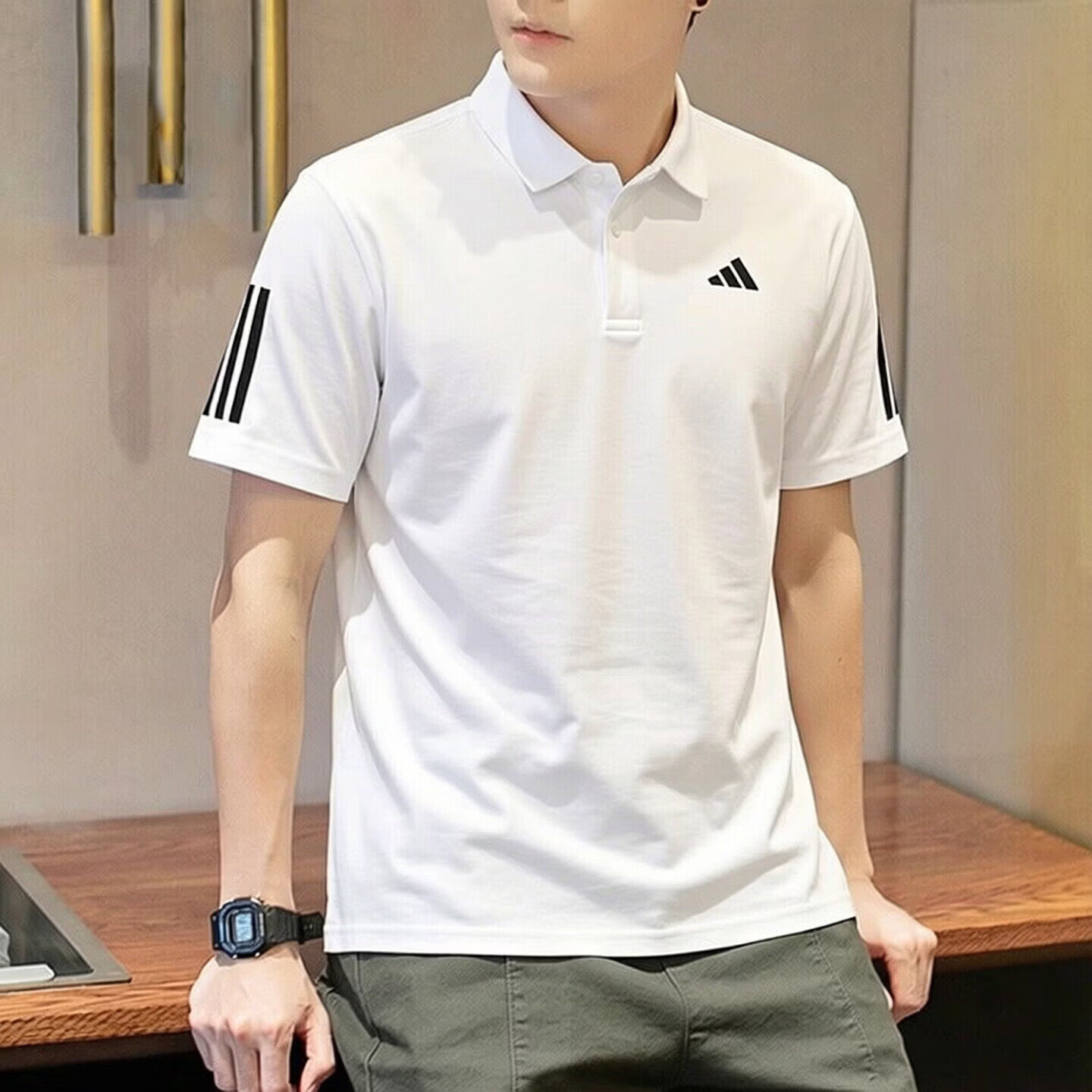 阿迪达斯翻领polo衫男士短袖衣服夏季速干休闲排汗透气半袖t恤男T