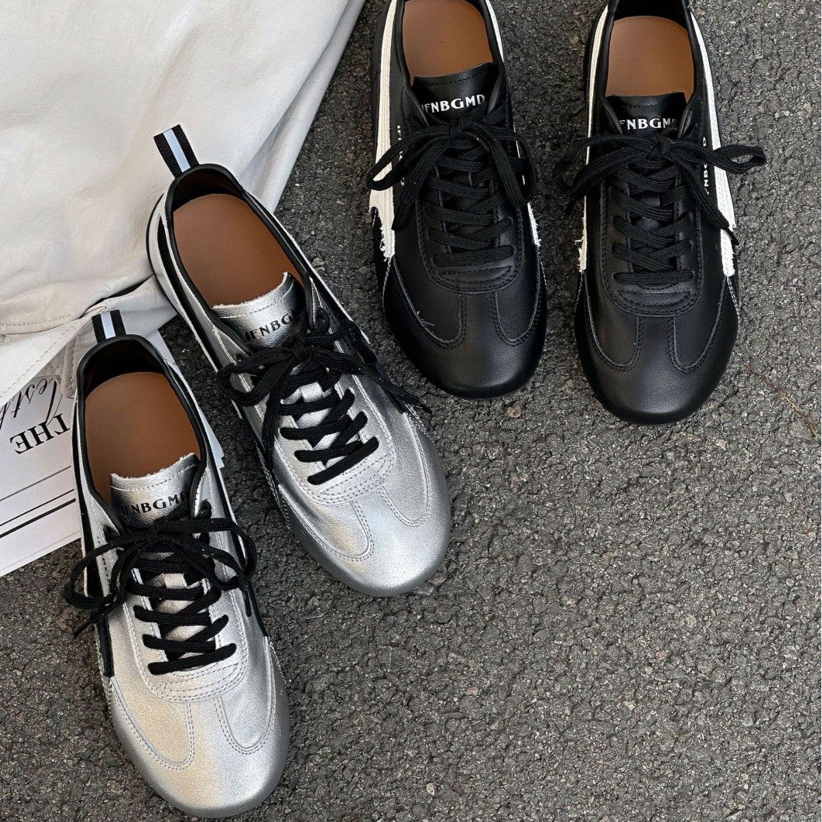 2026春季新款高品质头层牛皮德训鞋系带低帮银色赛车鞋运动休闲鞋,女鞋,时尚休闲鞋,淘宝优惠券,粉丝福利购,淘宝优惠卷