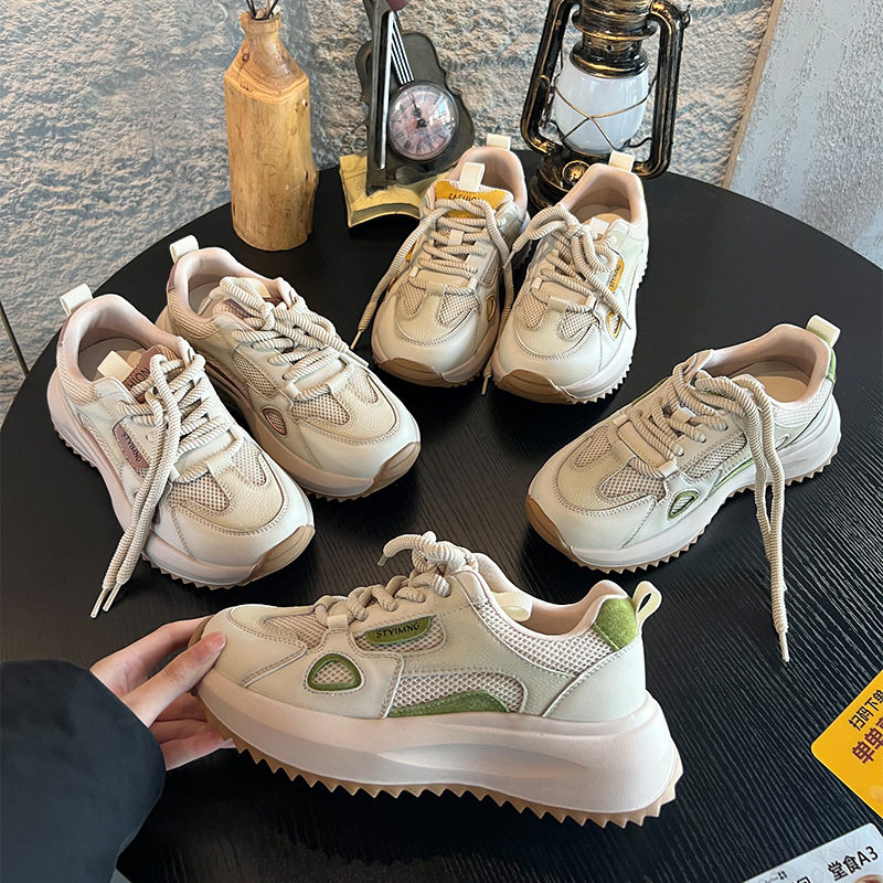 吸膜底真皮了老爹女2026春夏新款透气百搭复古运动鞋网面休闲女款,女鞋,时尚休闲鞋,淘宝优惠券,粉丝福利购,淘宝优惠卷