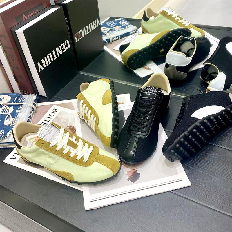 真皮2025春夏新款复古做旧休闲运动鞋薄底帆布钉钉鞋情侣款拼色