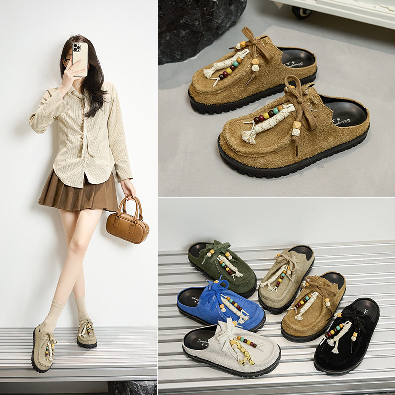 牛皮版2025春秋新款欧美风袋鼠鞋勃肯鞋女复古休闲鞋运动风豆豆鞋,女鞋,时尚休闲鞋,淘宝优惠券,粉丝福利购,淘宝优惠卷