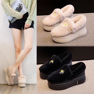 真皮内增高女2025加绒棉鞋雪地靴女士外穿女鞋高跟单鞋羊剪绒鞋垫