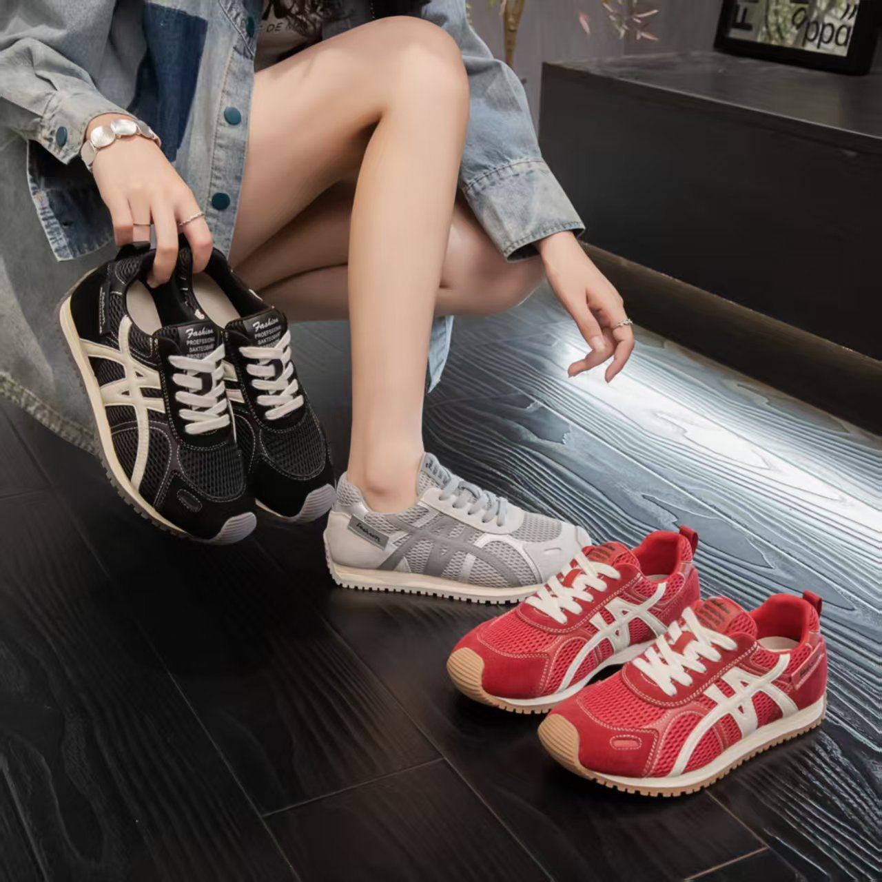 真皮德训鞋女小白鞋2026春新款单网透气运动休闲鞋百搭厚底阿甘鞋,女鞋,时尚休闲鞋,淘宝优惠券,粉丝福利购,淘宝优惠卷