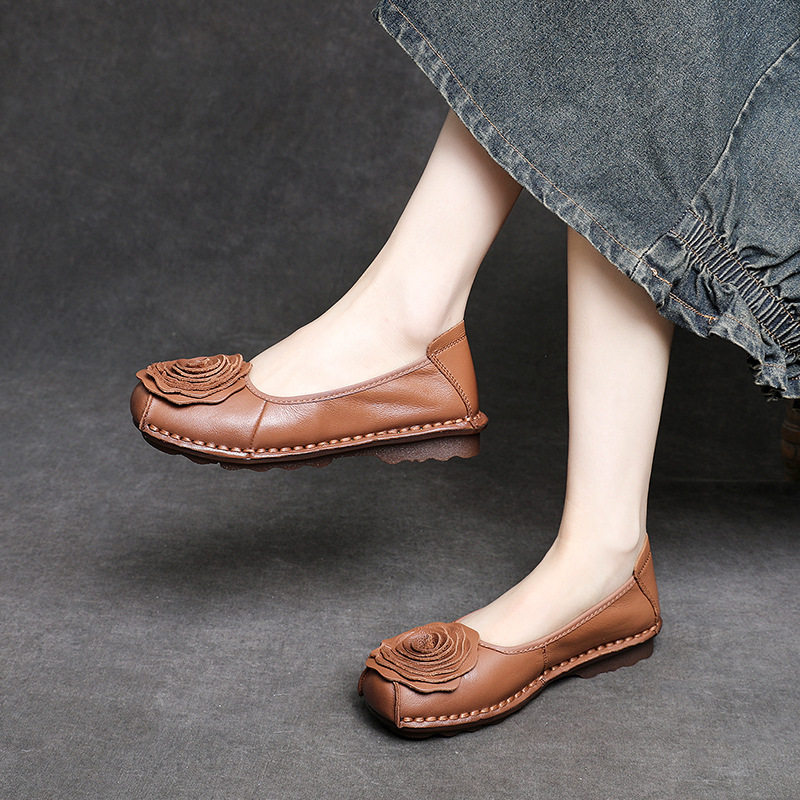 夏季休闲包头凉鞋全牛皮低跟软底罗马皮鞋中年复古舒适包跟妈妈鞋,女鞋,时尚休闲鞋,淘宝优惠券,粉丝福利购,淘宝优惠卷