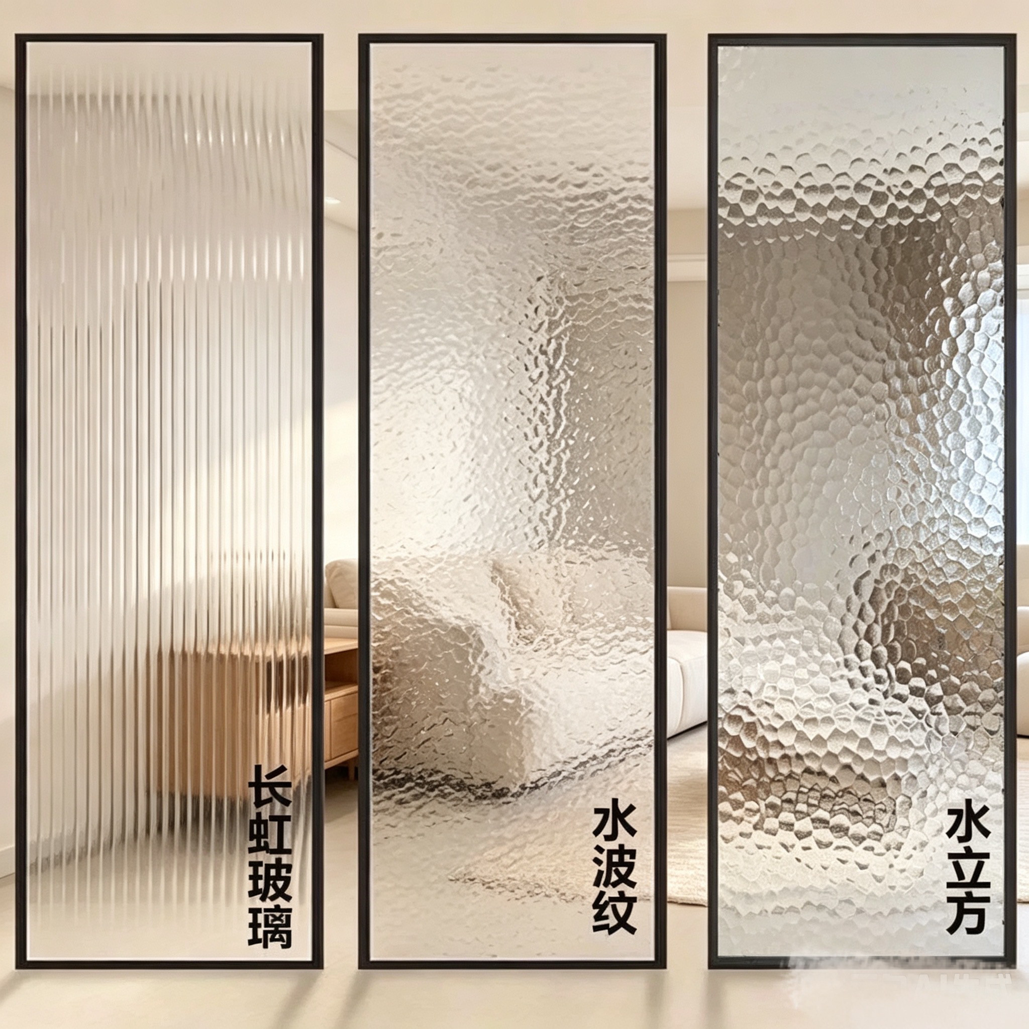 超白水波纹油画水纹钢化艺术玻璃隔断屏风客厅入户玄关卫生间半墙