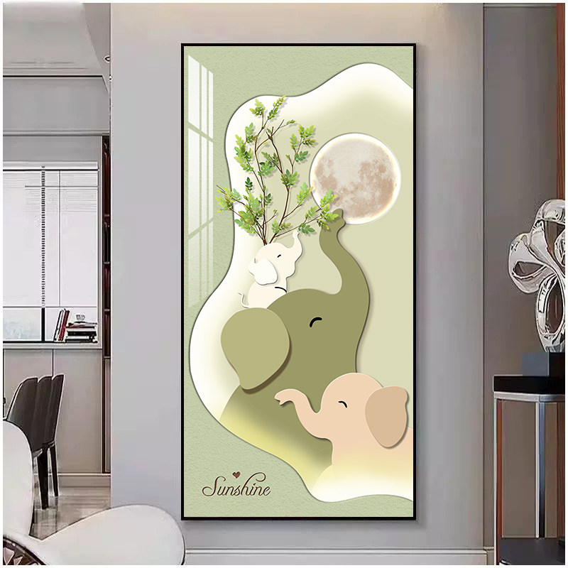 绿植入户玄关装饰画高级感走廊过道挂画现代简约花卉小清新墙壁画