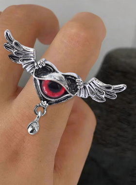 恶魔之眼戒指爱心翅膀怪兽眼指环