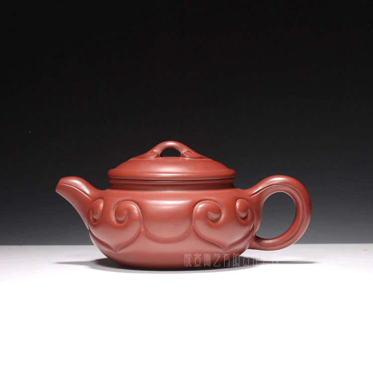 宜兴紫砂茶壶国工艺师王红娟纯手工制功夫茶具原矿红泥仿古如意壶