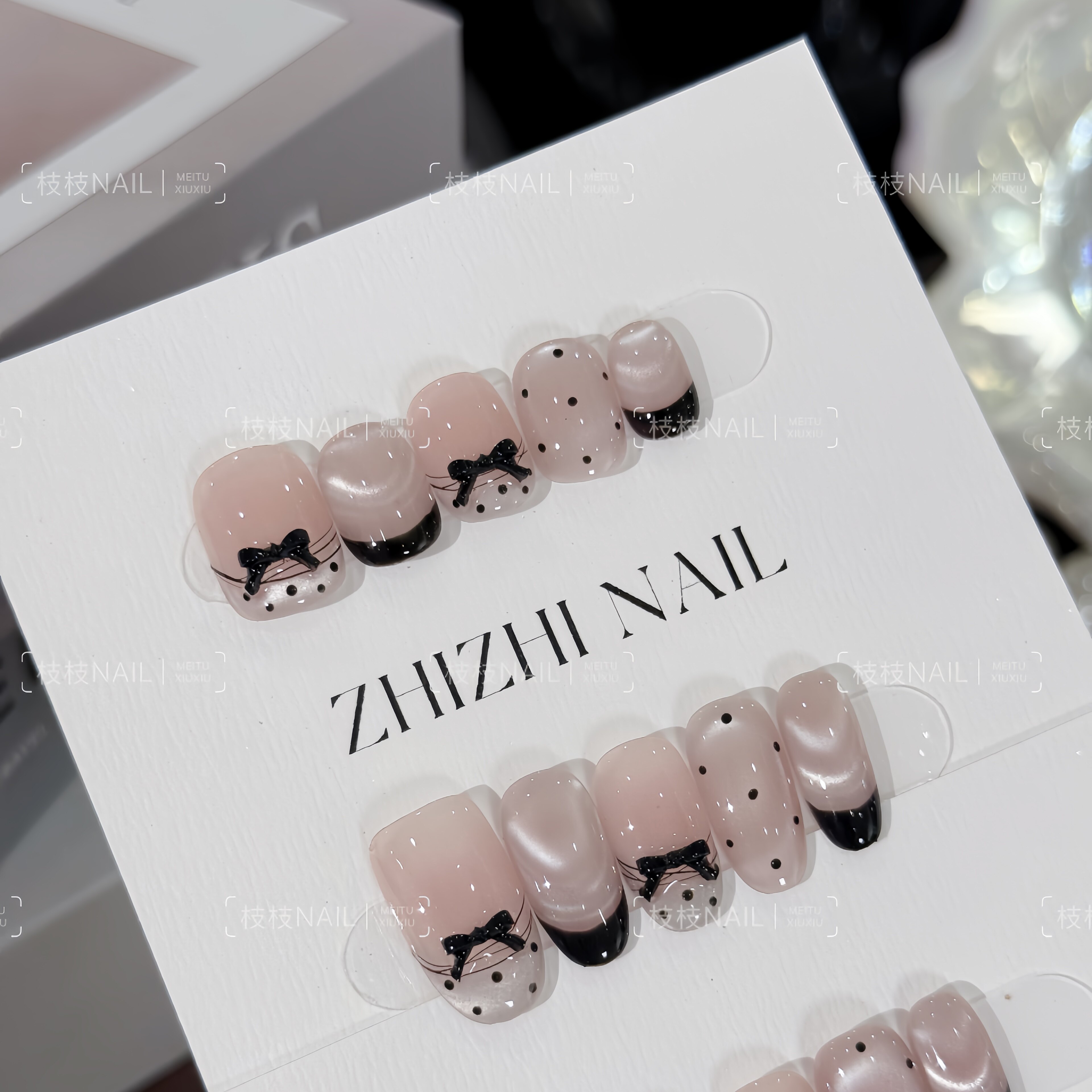 ZHIZHI【芭蕾甜心】手工穿戴甲手捏蝴蝶结可爱美甲-高定设计师