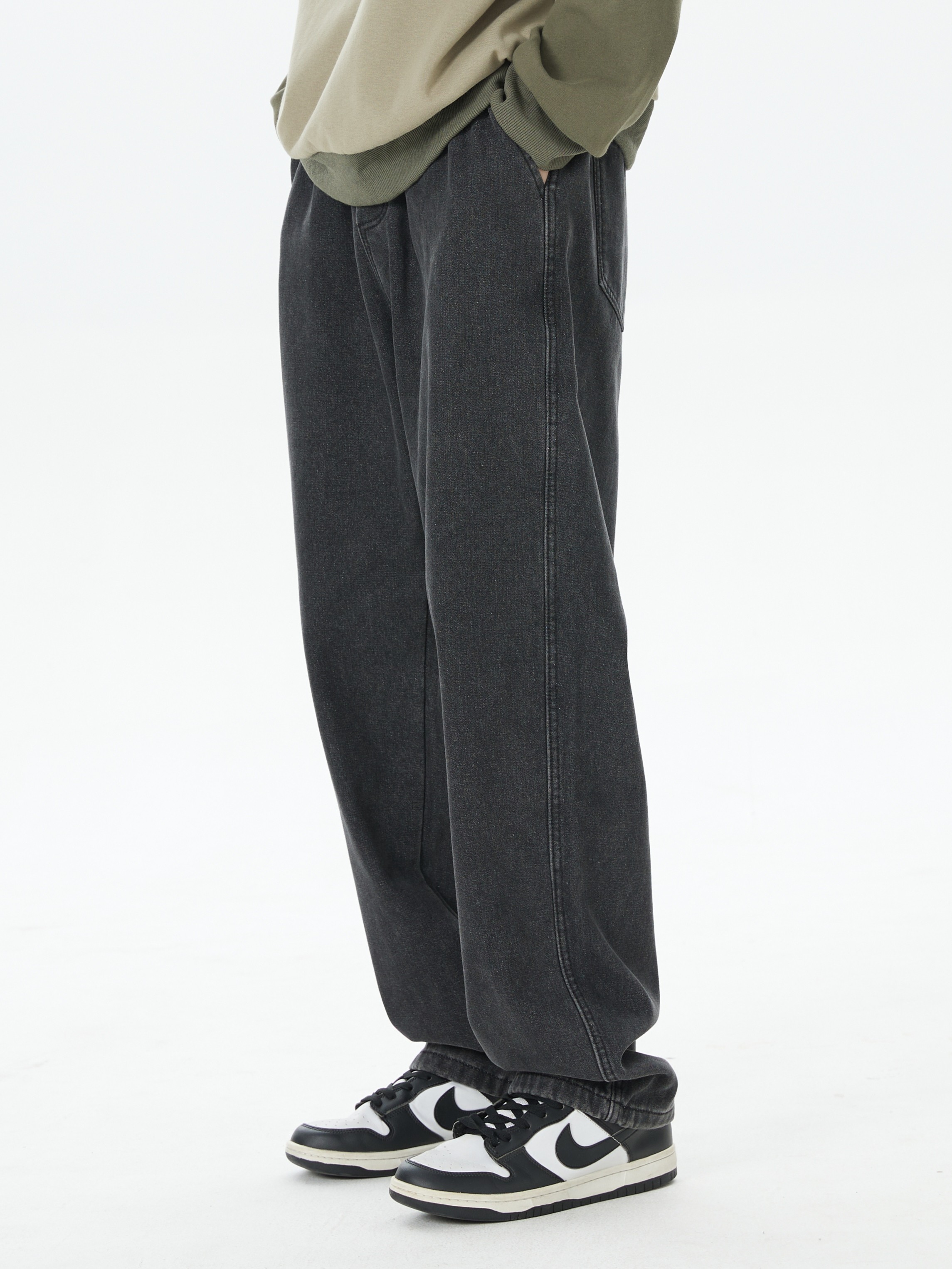 190高个子秋冬加绒加厚加长版男裤美式拖地牛仔裤115cm直筒宽松潮