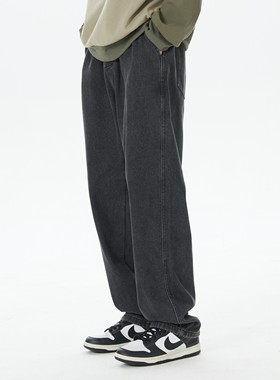 190高个子秋冬加绒加厚加长版男裤美式拖地牛仔裤115cm直筒宽松潮