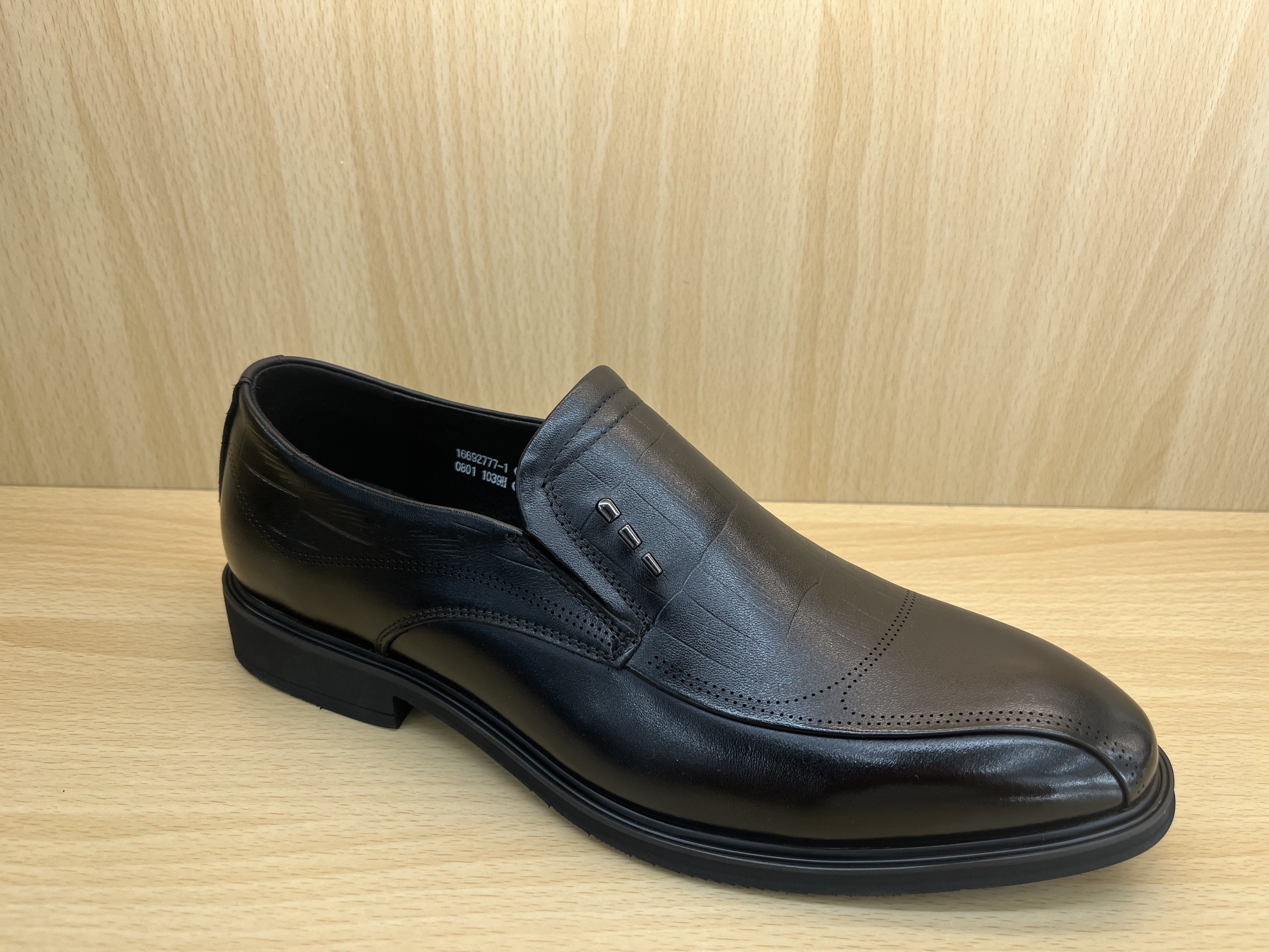 保罗盖帝皮鞋男2022新款真皮商务休闲办公正装黑色男鞋16692777