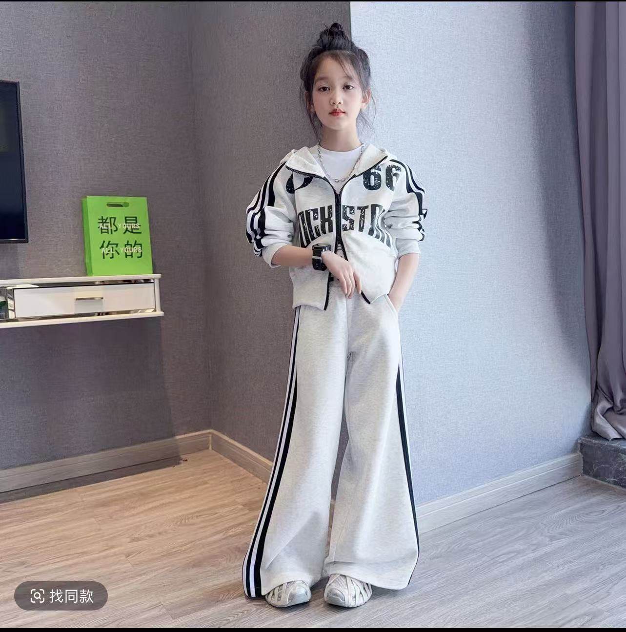 女童春装酷飒运动套装2026新款大童洋气短款外套宽松休闲裤两件套,童装/婴儿装/亲子装,套装,淘宝优惠券,粉丝福利购,淘宝优惠卷