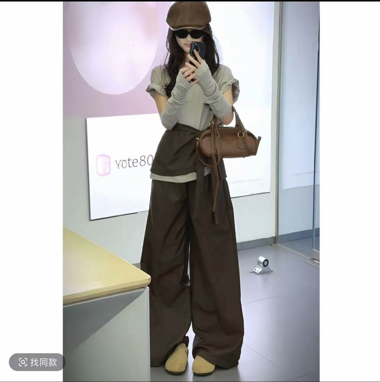 女童2026年夏季新款个性袖套短袖T恤套装中大童屁帘阔腿裤直筒裤