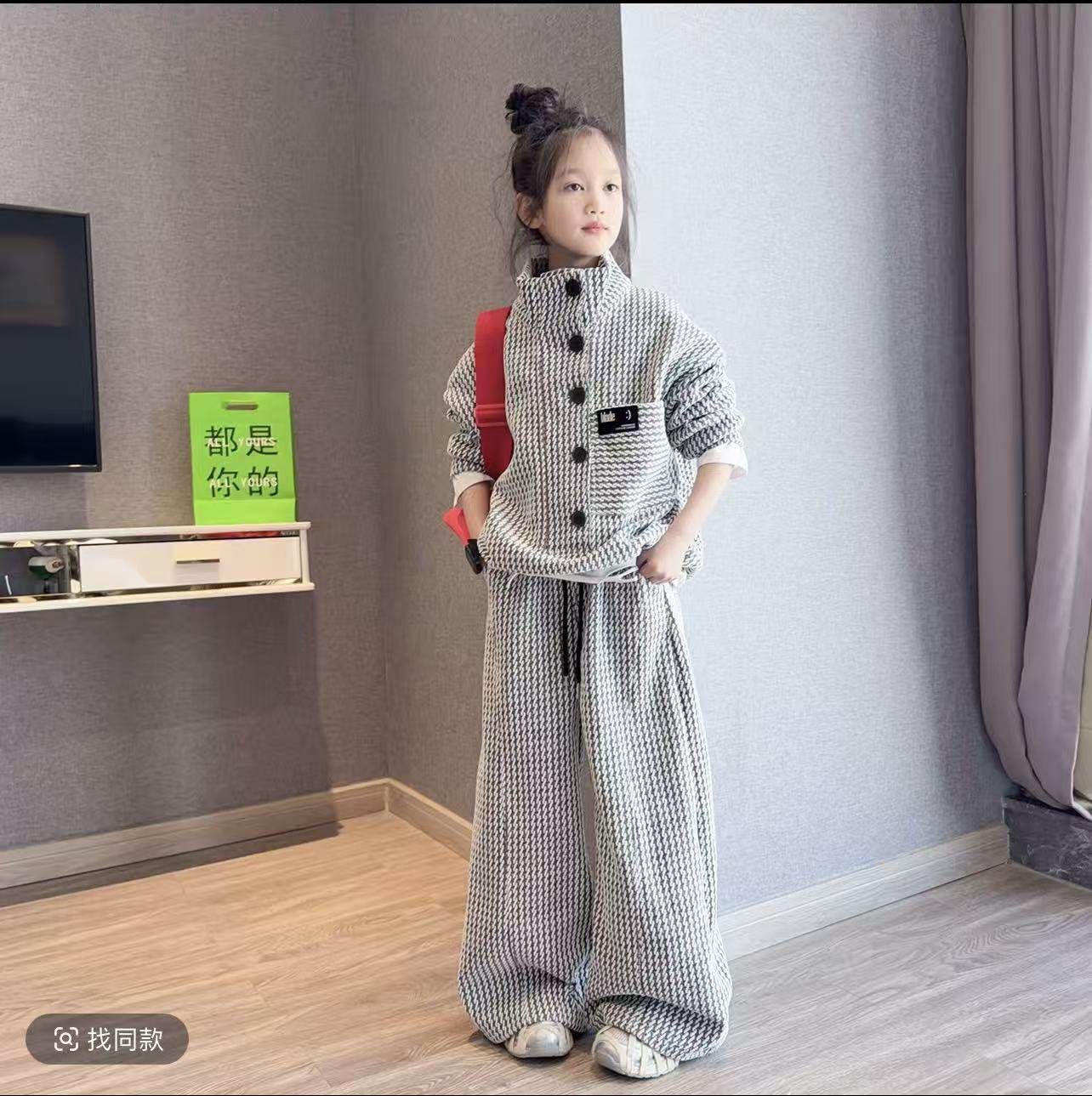 女童春装酷飒套装2026新款洋气女孩立领上衣宽松阔腿裤运动两件套,童装/婴儿装/亲子装,套装,淘宝优惠券,粉丝福利购,淘宝优惠卷