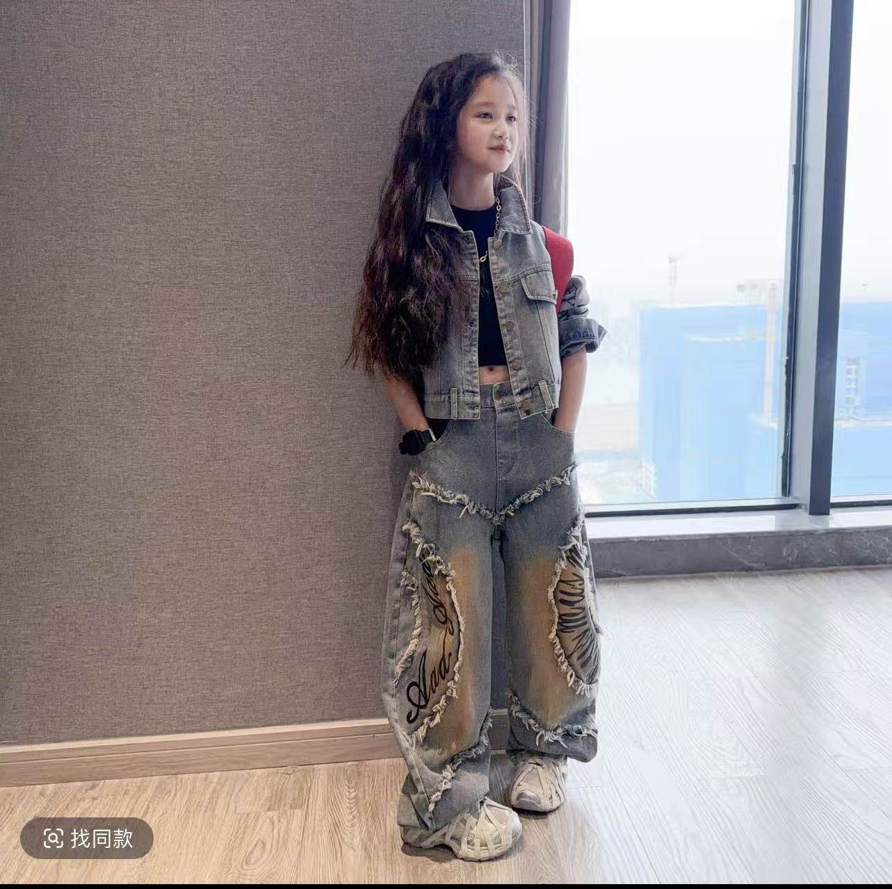 女童废土牛仔套装2026春季新款儿童嘻哈街舞潮服酷女孩炸街两件套,童装/婴儿装/亲子装,套装,淘宝优惠券,粉丝福利购,淘宝优惠卷